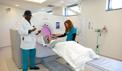 Joseph Ankrah and Karina Panuncio, nuclear medicine technologists